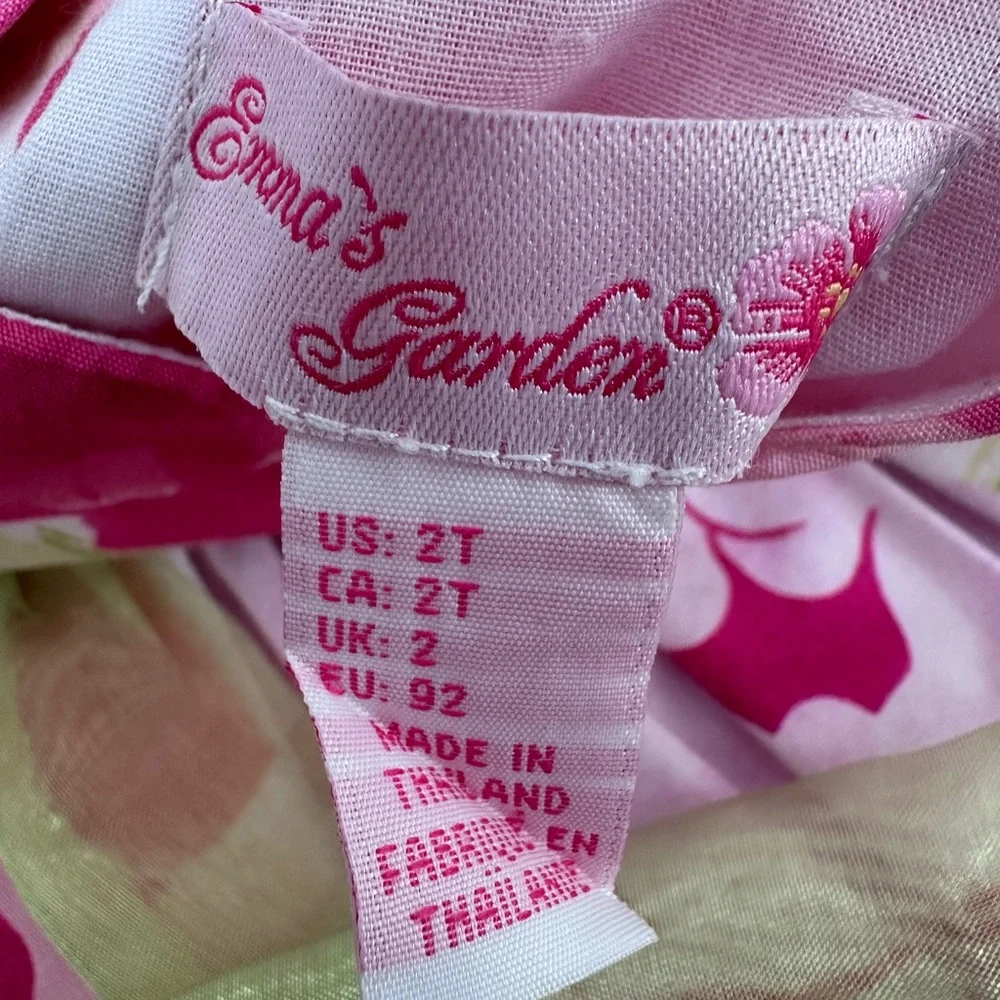 NWOT 2T Floral Pink and Green Dress with Bow